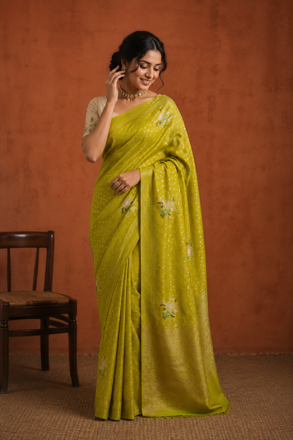 Georgette Crepe Banarasi - Mustard