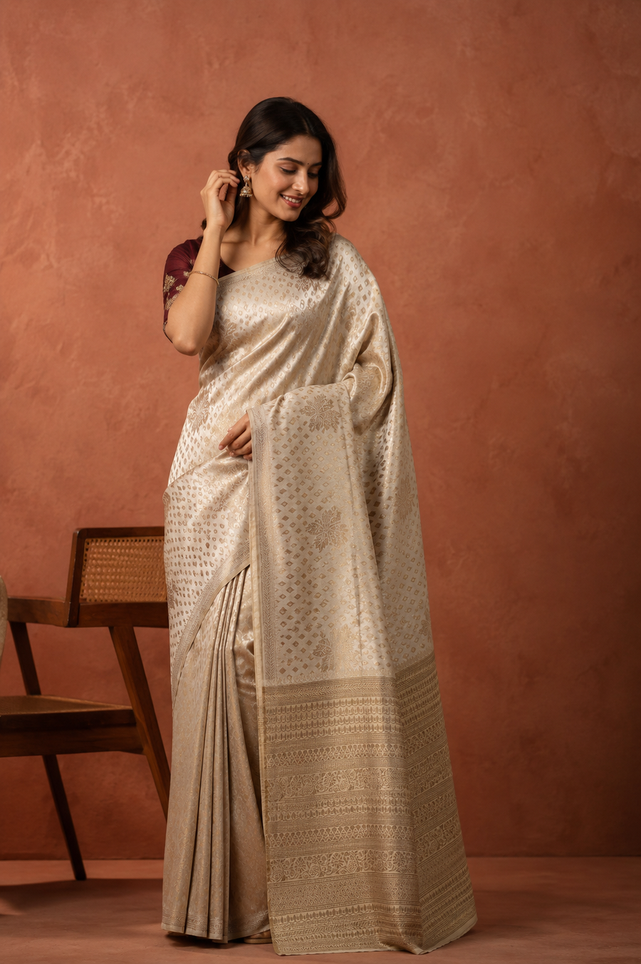 Georgette Crepe Banarasi - White