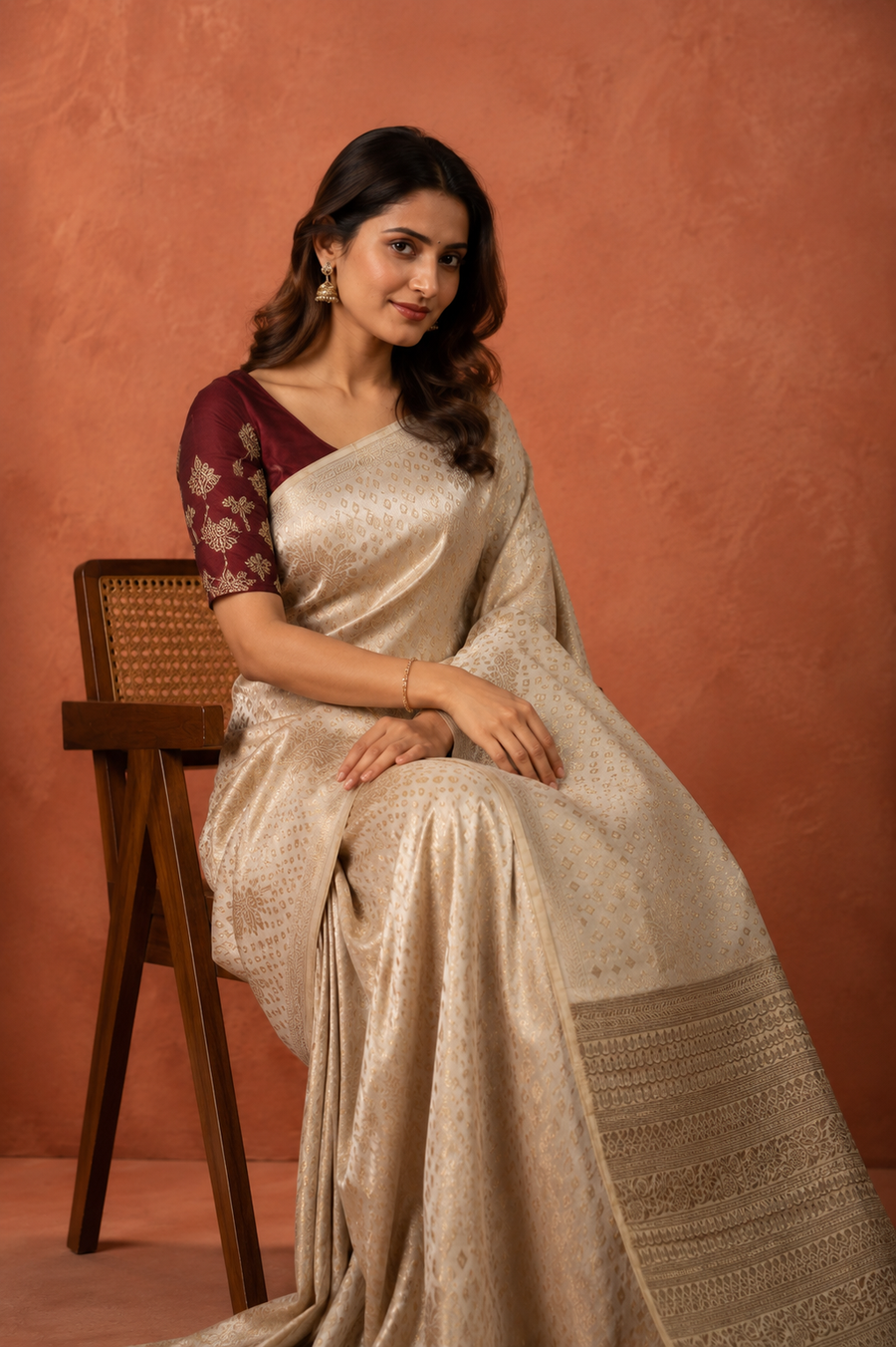 Georgette Crepe Banarasi - White