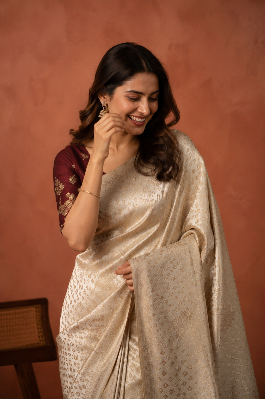 Georgette Crepe Banarasi - White