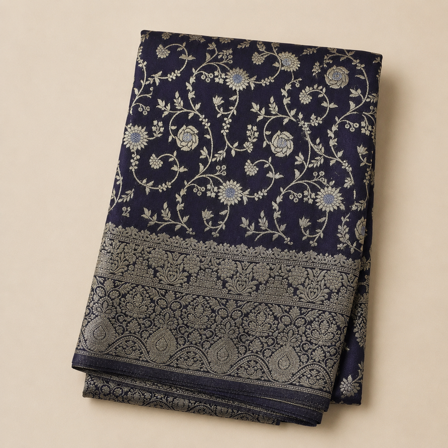 Georgette Crepe Banarasi - Dark Purple