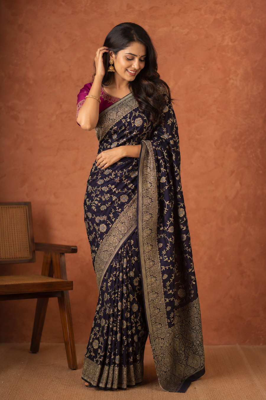 Georgette Crepe Banarasi - Dark Purple