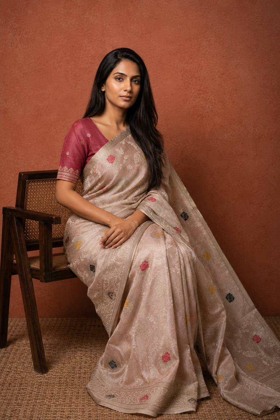 Mushru Satin Silk - Cream