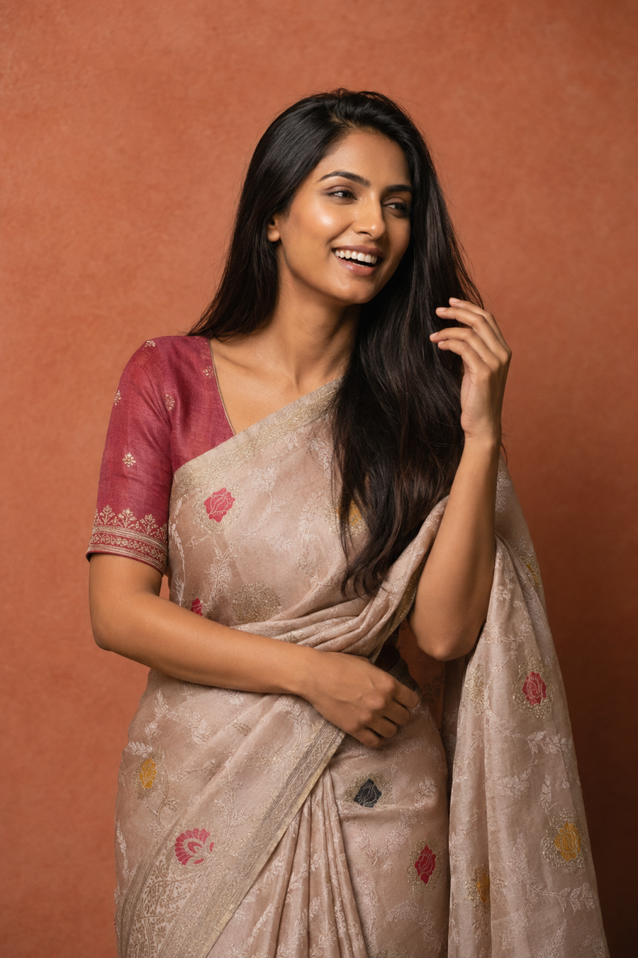Mushru Satin Silk - Cream