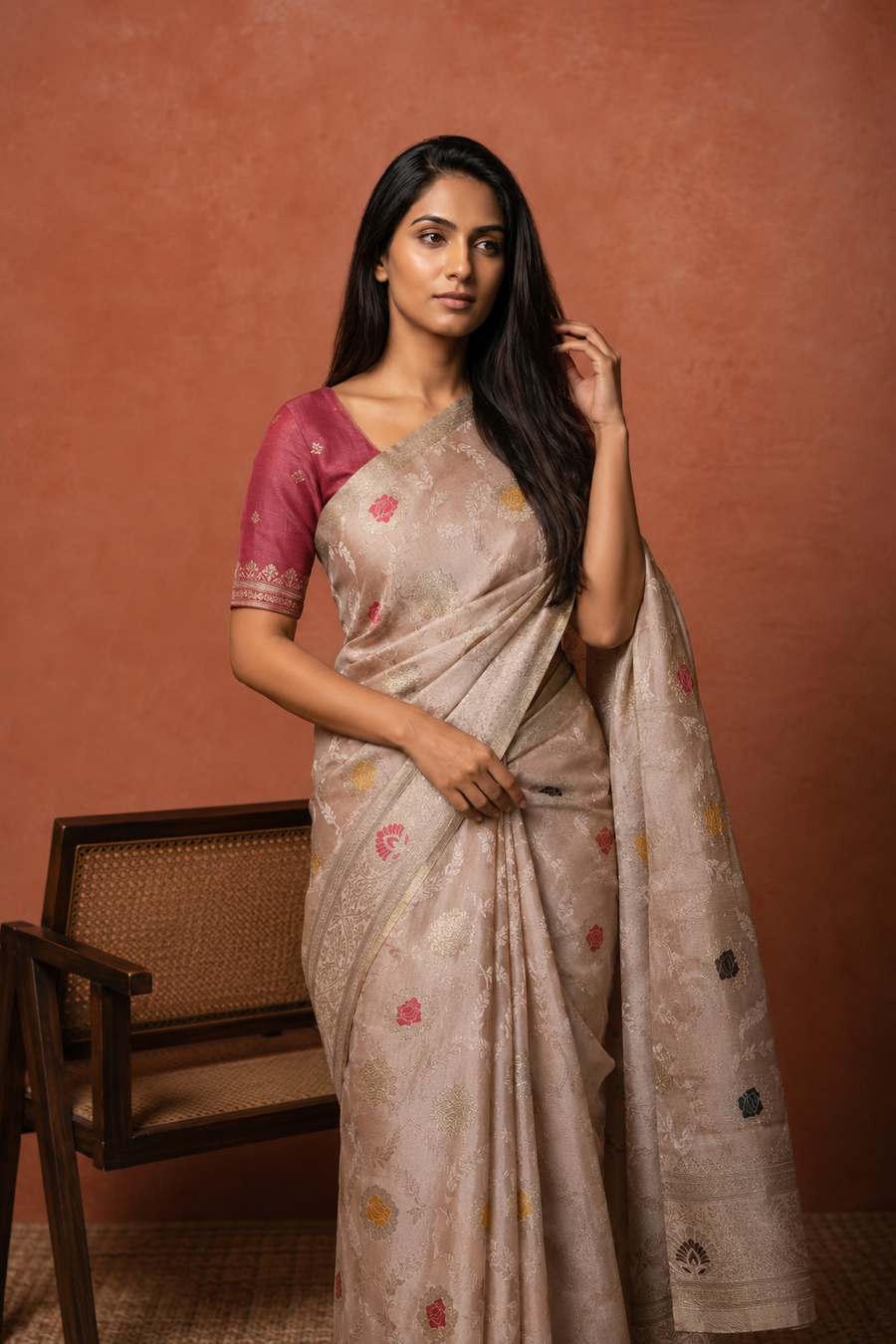 Mushru Satin Silk - Cream