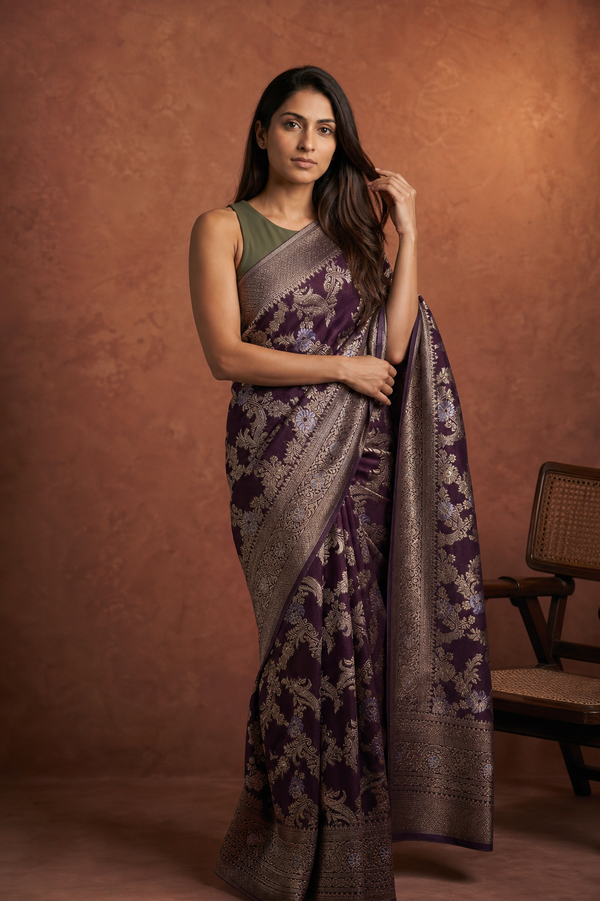 Georgette Crepe Banarasi - Violet