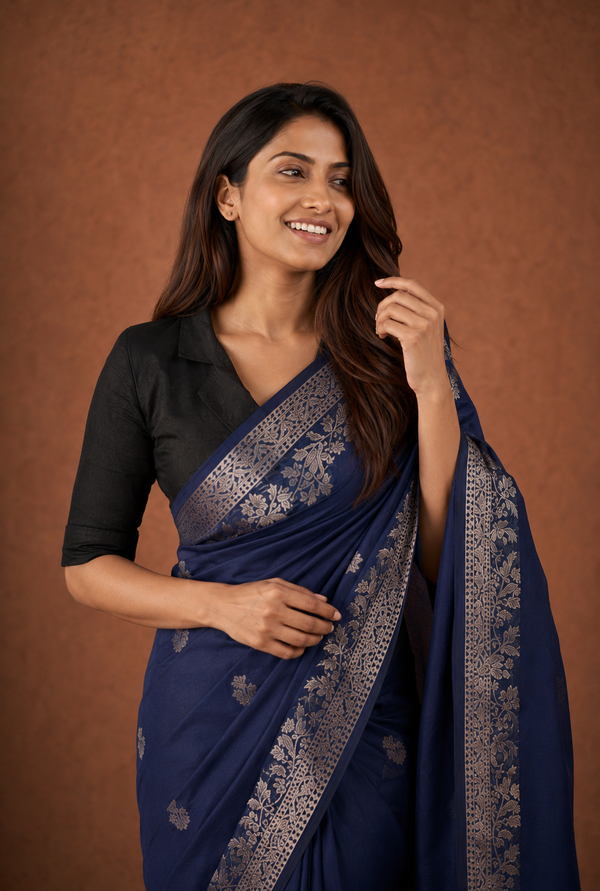 Raw Mango Silk - Dark Blue