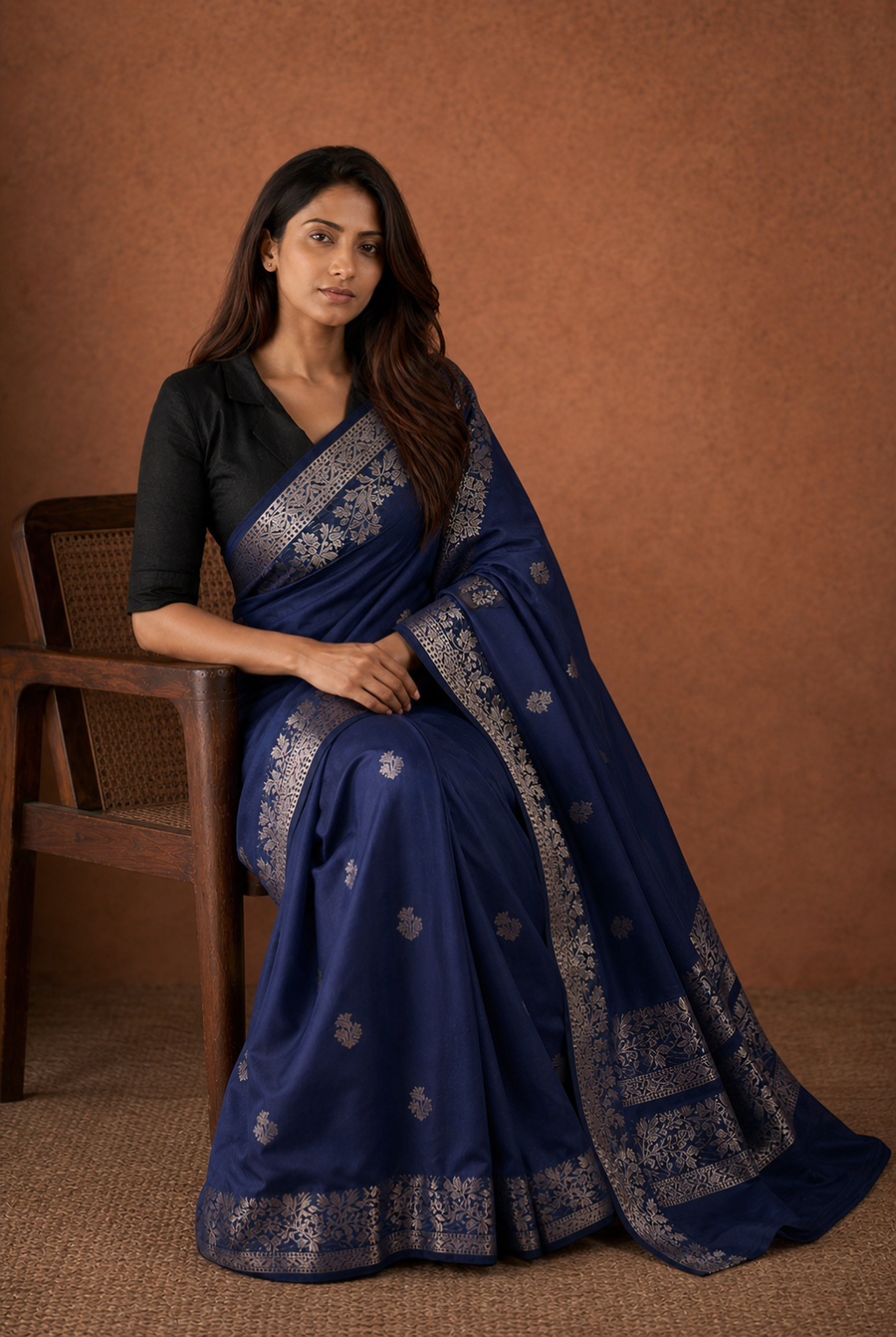 Raw Mango Silk - Dark Blue