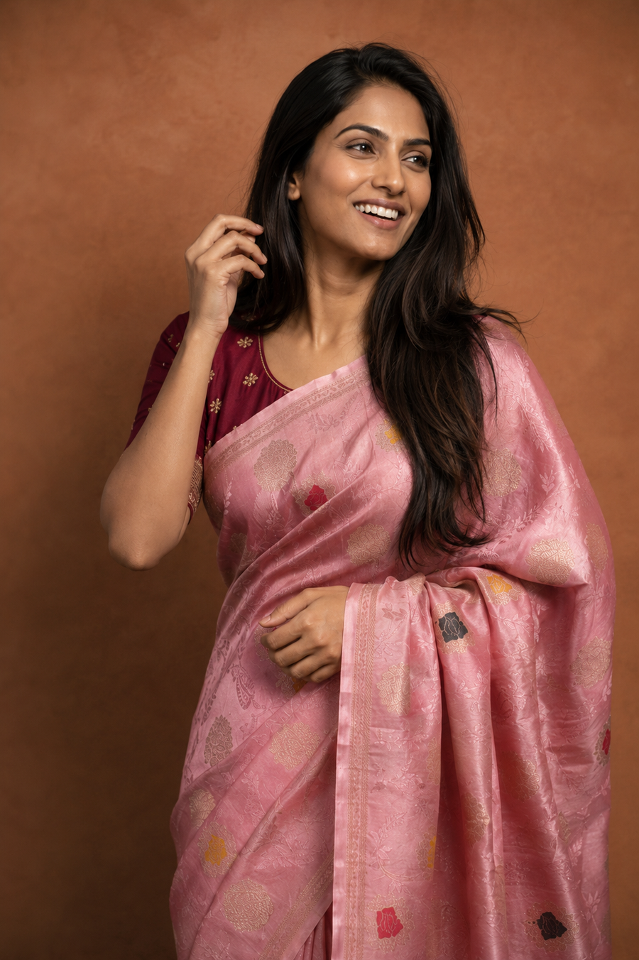 Mushru Satin Silk - Pink