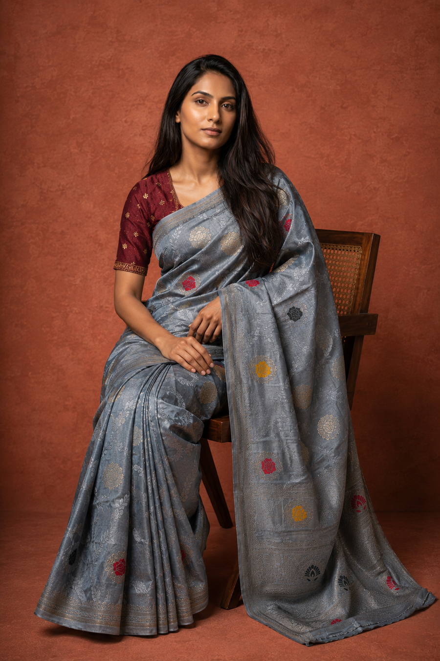 Mushru Satin Silk - Grey